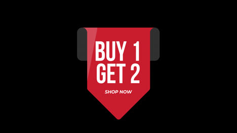 Buy-1-Get-2-Free,-Sale-badge-tag,-business-Label-concept-Motion-graphics-video-with-alpha-channel.